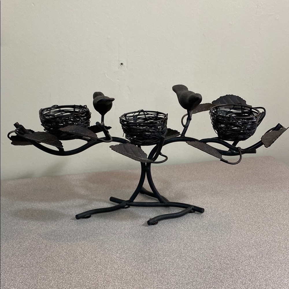Elegant Bronze Cast and Metal Candle Holder
